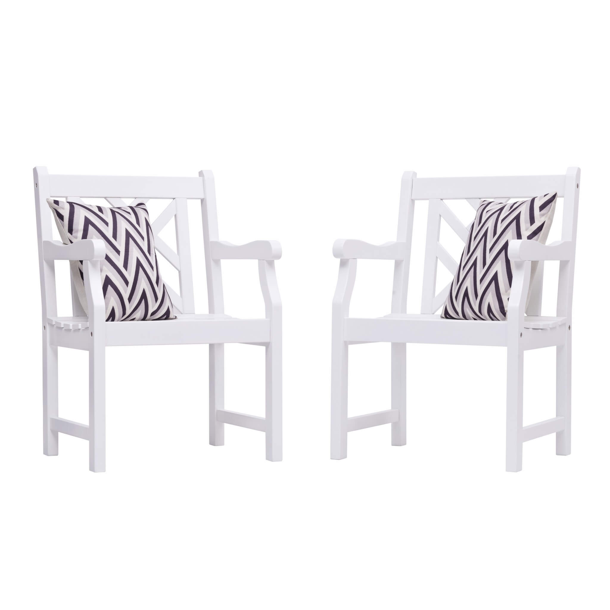 White Patio Armchair With Diagonal Design